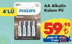 PHİLİPS AA ALKALİN KALEM PİL 4'LÜ fiyat ve kampanya bilgisi